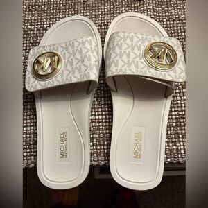 Michael Kors Gold Logo Pool Slide Sandals